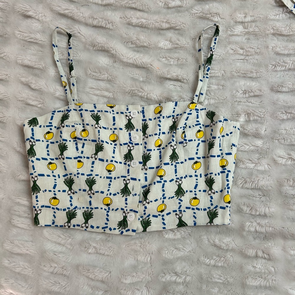 Staud linen crop top - Lemons